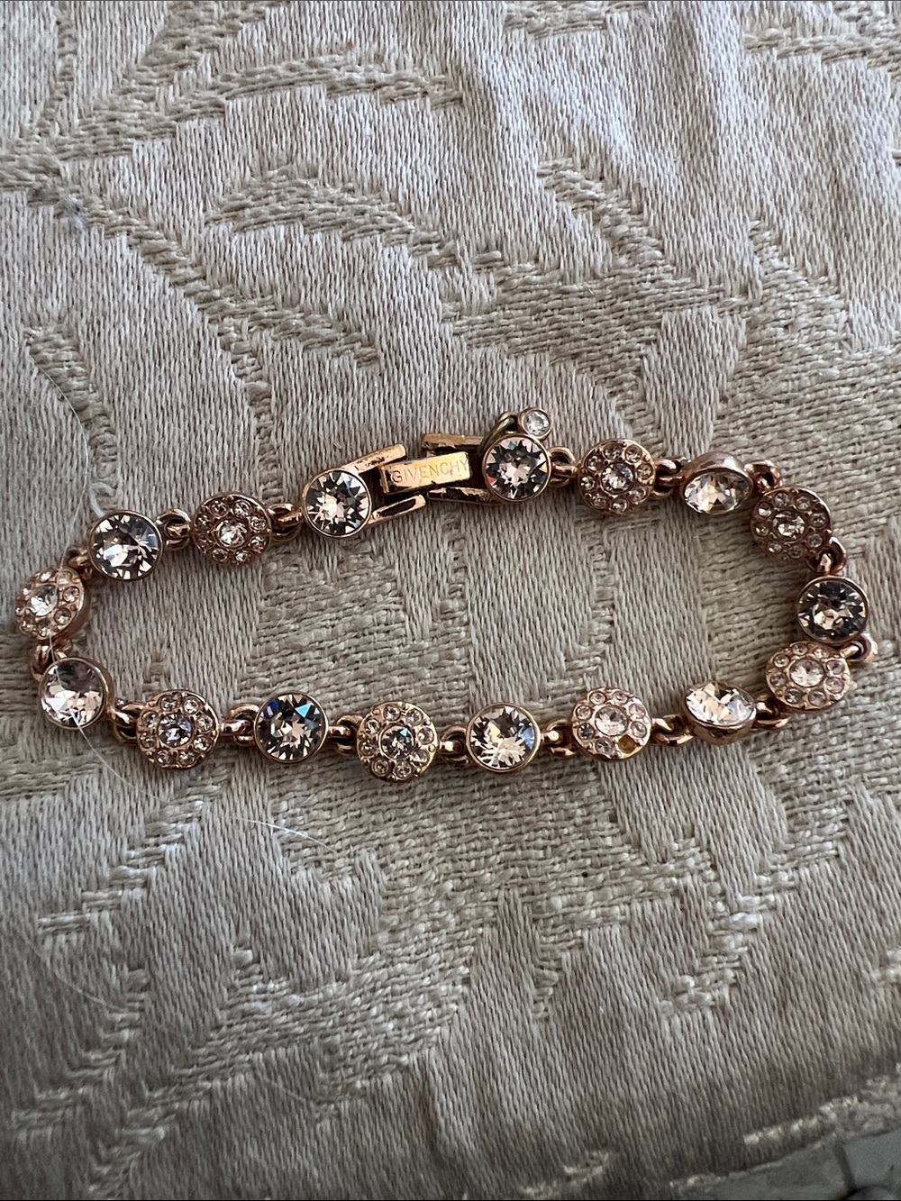 Givenchy Rose Gold Crystal Link Bracelet -7”